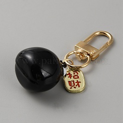 Lucky Cat Shapes Brass Bell Pendant Keychain&nbsp;KEYC-WH0038-07D
