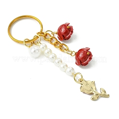 ABS Plastic Imitation Pearl & Alloy Enamel & Synthetic Coral Keychain&nbsp;KEYC-JKC01103