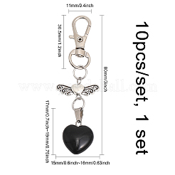1 Set Heart Shape Gemstone Pendant Decoration&nbsp;HJEW-CA0001-52