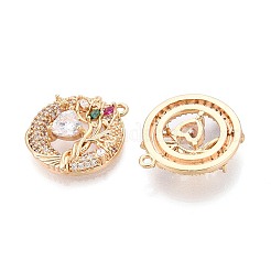 Brass Micro Pave Cubic Zirconia Pendants&nbsp;KK-T073-39G