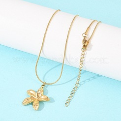 304 Stainless Steel Flower Pendant Round Snake Chain Necklaces for Women&nbsp;NJEW-F377-01G