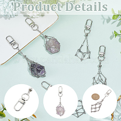 6Pcs 3 Styles Stainless Steel Braided Chain Macrame Pouch Empty Stone Holder Pendant Decorations&nbsp;HJEW-SC0003-05
