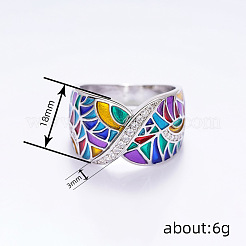 Ethnic Style Brass Micro Pave Cubic Zirconia and Enamel Finger Rings&nbsp;FS-WG810B2-03