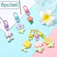 6Pcs Flower Resin Pendant Decorations&nbsp;HJEW-YW00056