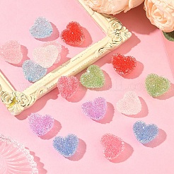 16Pcs 8 Colors Drusy Heart Resin Rhinestone Beads&nbsp;RESI-YW0006-24