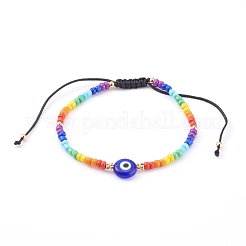 Rainbow Adjustable Nylon Cord Braided Bead Bracelets&nbsp;BJEW-JB06021