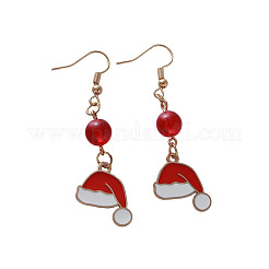 Christmas Hat Alloy Enamel Dangle Earrings&nbsp;FS-WGE4D34-01