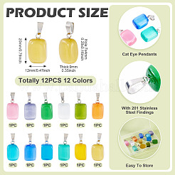 12Pcs 12 Colors Cat Eye Pendants&nbsp;CE-TA0001-04