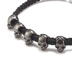Skull Alloy Braided Bead Bracelet&nbsp;BJEW-JB07861-01