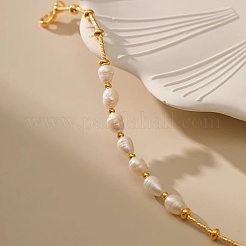 Elegant Natural Freshwater Pearl & Brass Beaded Bracelets for Women&nbsp;RP0175