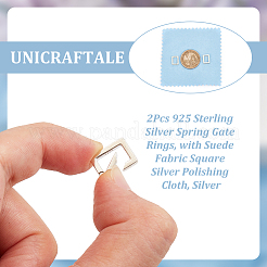 2Pcs 925 Sterling Silver Spring Gate Rings&nbsp;STER-UN0001-07
