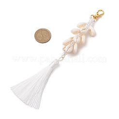 Natural Shell & Polyester Tassel Pendant Decorations&nbsp;HJEW-JM02825-01