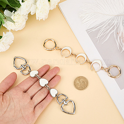 2Pcs 2 Styles Alloy White Enamel Moon & Heart Link Chain Bag Straps&nbsp;FIND-GF0007-94