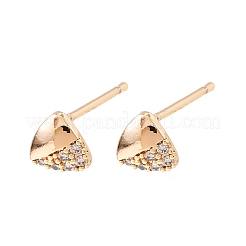 Brass Micro Pave Clear Cubic Zirconia Triangle Stud Earrings&nbsp;EJEW-L278-03G