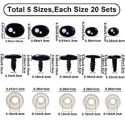 100 Sets 5 Style Oval Plastic Craft Safety Screw Noses&nbsp;DOLL-GF0001-03