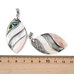 Natural Abalone Shell & Black Lip Shell & Pink Shell Pendants&nbsp;SSHEL-B003-06P-01