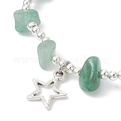Natural Mixed Gemstone Chip & Iron Beaded Stretch Bracelets&nbsp;BJEW-JB09778