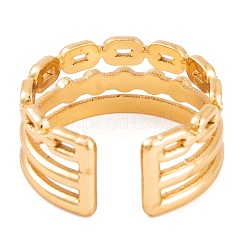PVD Vacuum Plating 304 Stainless Steel Oval Link Chain Open Cuff Rings&nbsp;RJEW-G316-04G