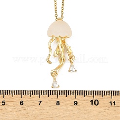 Alloy Crystal Rhinestone with Resin Jellyfish Pendant Necklaces for Women&nbsp;NJEW-A066-03G