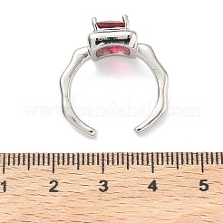Brass with Cubic Zirconia/Glass Cuff Open Rings&nbsp;RJEW-C158-05P