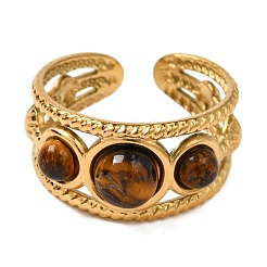 Round Natural Mixed Stone Finger Rings&nbsp;RJEW-Q822-31G