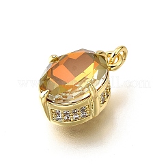 Brass Glass Charms&nbsp;KK-V011-34G