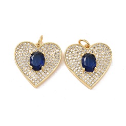 Heart Brass Micro Pave Cubic Zirconia Pendants&nbsp;KK-G435-02G-04