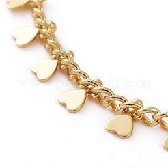 Brass Heart Charm Anklets for Women Girls&nbsp;AJEW-AN00381