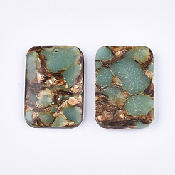 Assembled Natural Bronzite and Synthetic Aqua Terra Jasper Pendants&nbsp;G-S329-050