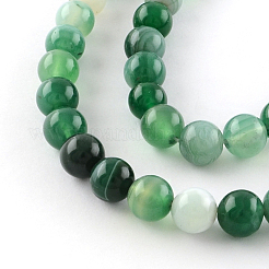 Dyed Natural Striped Agate/Banded Agate Round Bead Strands&nbsp;G-R342-6mm-06