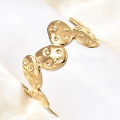 Hammered 304 Stainless Steel Cuff Bangles for Women&nbsp;BJEW-T030-03G