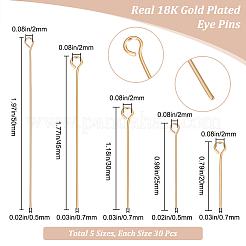 150Pcs 5 Styles Brass Eye Pins&nbsp;KK-BBC0009-50