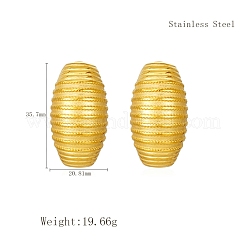 Geometric 304 Stainless Steel Stripe Oval Stud Earrings&nbsp;IX6748