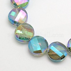 Electroplate Crystal Glass Flat Round Beads Strands&nbsp;EGLA-F062-M