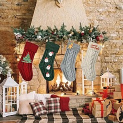Linen Heat Transfer Christmas Stocking Pendant Decorations&nbsp;AJEW-YWC0001-09