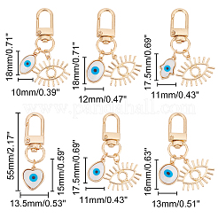 6Pcs 6 Style Evil Eye Resin Pendant Decorations for Women&nbsp;KEYC-AR0001-21