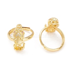 Brass Cubic Zirconia Adjustable Ring Components&nbsp;KK-K266-09G