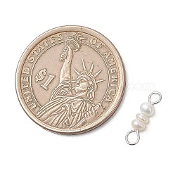 Natural Freshwater Pearl Rondelle Beaded Connector Charms&nbsp;PALLOY-JF05011-02