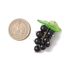 Natural Black Onyx(Dyed & Heated) Handmade Round Beaded Fruit Pendants&nbsp;PALLOY-MZ00791-03