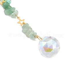 3Pcs Round Glass & Natural Amethyst & Rose Quartz & Green Aventurine Chips Hanging Suncatchers&nbsp;HJEW-JM04209