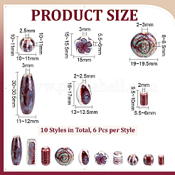 60Pcs 10 Styles Handmade Porcelain Beads&nbsp;PORC-ME0001-21
