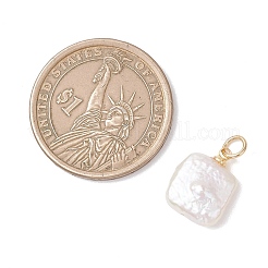 Baroque Natural Nucleated Pearl Keshi Pearl Square Charms&nbsp;PALLOY-JF04967
