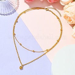 Double Layers Alloy Heart Pendant Necklaces&nbsp;NJEW-JN04925