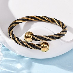 304 Stainless Steel Torque Bangles for Women&nbsp;BJEW-P310-22G