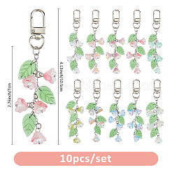 10Pcs Lily of the Valley Acrylic & Glass Pendant Decoration&nbsp;HJEW-FH00170