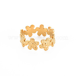 Ion Plating(IP) 304 Stainless Steel Flower Wrap Open Cuff Ring for Women&nbsp;RJEW-S405-173G