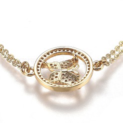 Brass Micro Pave Clear Cubic Zirconia Link Bracelets&nbsp;BJEW-Z003-30G