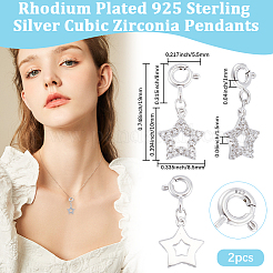 2Pcs 925 Sterling Silver Pendant Decoration&nbsp;STER-BBC0008-30A