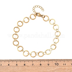 304 Stainless Steel Ring Link Chain Bracelets&nbsp;BJEW-P373-02B-G