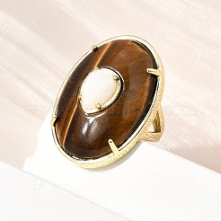 Natural Tiger Eye & Moonstone Cuff Rings&nbsp;G-B186-03G